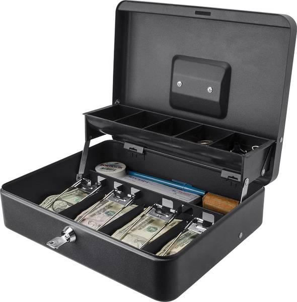 MOHAK Security Safe Metal Locker Box; Money Tray and Coin Cash Box
