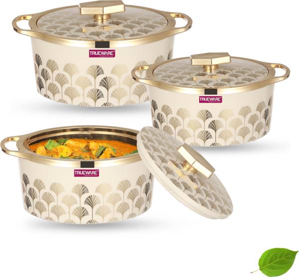 Trueware Floraa Fine Inner Steel Casserole Set of 3, 750 ml,1000 ml & 1500 ml Pack of 3 Thermoware Casserole Set