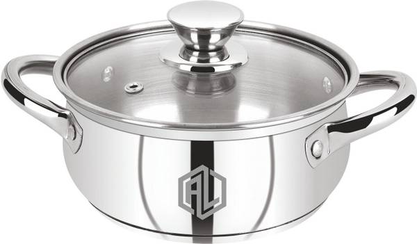 Anjali Life Time Anjali Belly Encapsulated Bottom Stainless Steel Pot with Glass Lid Cook and Serve Casserole
