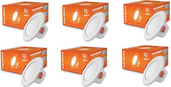 HALONIX 5.5W Kornet Max Recessed White downlighter Cutout 80mm Pack of 6 Ceiling Light Ceiling Lamp