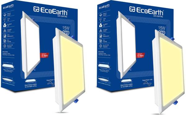 ECOEARTH Duo |15W| Led Slim Downlight |Warm White| Square | Pack of 2 Ceiling Light Ceiling Lamp
