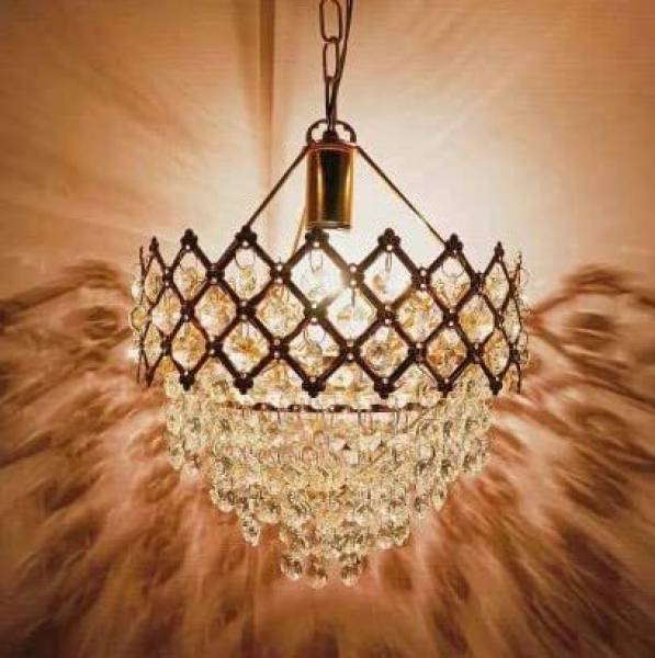 Adwait crystal gold polish metal 160 mm chandelier hanging ceiling pendant jhoomer Chandelier Ceiling Lamp