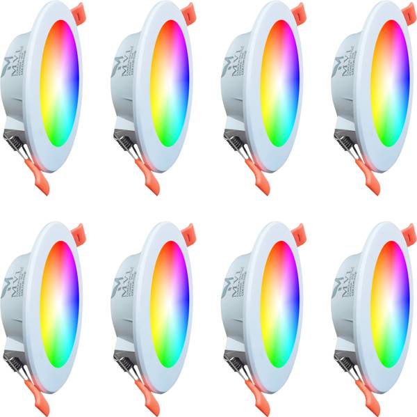 MVL Maxa 10-Watts 7-in-1 Multicolor Round Led Conceal Down Light Pack of 8 Ceiling Light Ceiling Lamp
