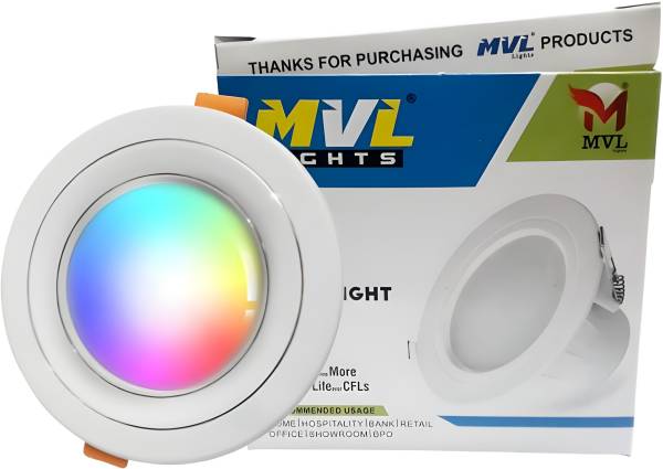 MVL 9W 7-in-1 Roun LED Conceal Panel Down Light Colour Changing Light (Red/Blue/Pink/Green/Yellow/Sky-blue/White, Pack of 1) Recessed Ceiling Lamp