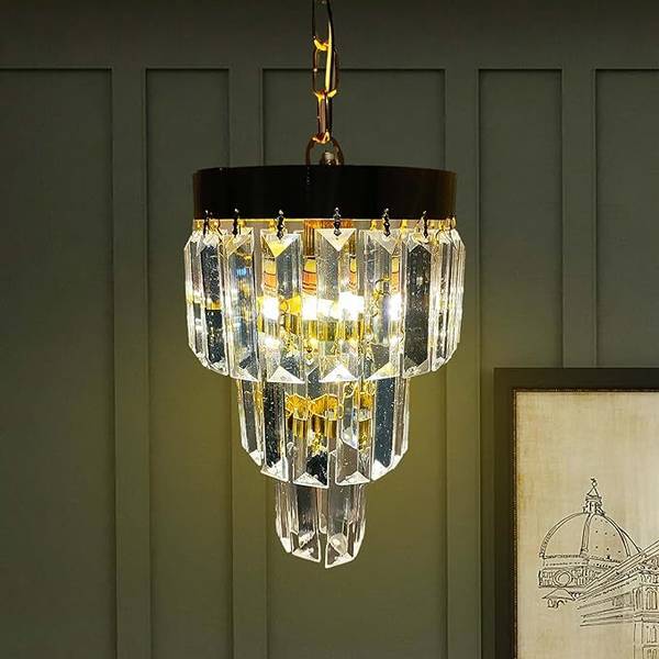 GLIMBIN Round 160mm Crystal Chandelier for Home Decor Chandelier Ceiling Lamp