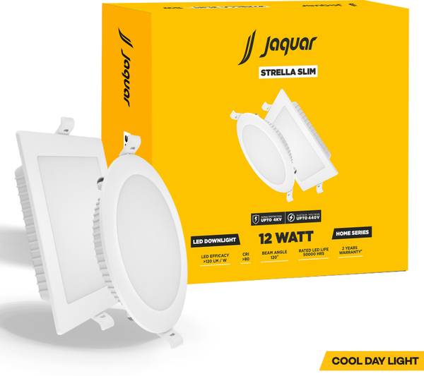 Jaquar Strella Slim 12W Square Recess Down Light - Cool White (Pack of 1) Ceiling Light Ceiling Lamp