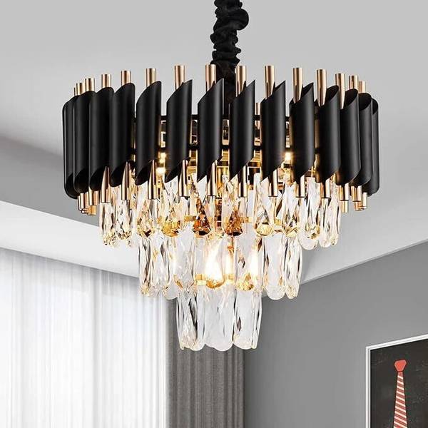 MSM crystal Black Gold polish metal 400mm chandelier hanging ceiling pendant jhoomer Chandelier Ceiling Lamp