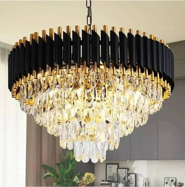Yavik Chandelier crystal 500mm black gold polish metal jhumar big size ceiling light Chandelier Ceiling Lamp