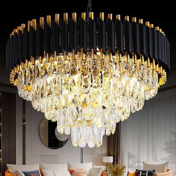 Shri Mahal Antiques Black Chandeliers Black Gold Crystal Chandelier Ceiling Light for Living Room Chandelier Ceiling Lamp