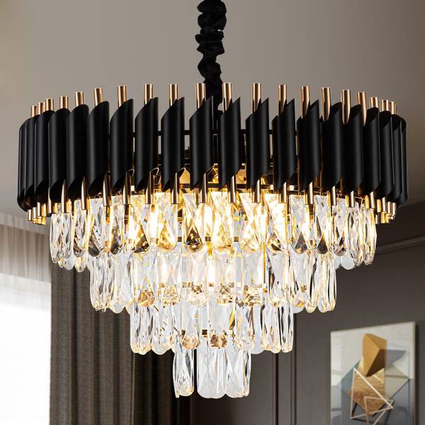 Mazaya crystal Black Gold polish metal 500mm chandelier hanging ceiling pendant jhoomer Chandelier Ceiling Lamp