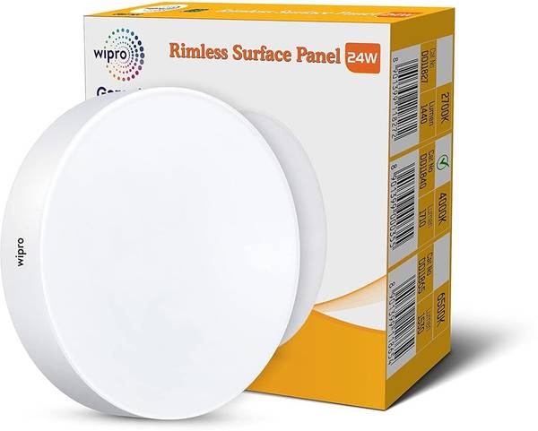 Wipro Garnet 24W Rimless Round LED Surface Panel|Neutral White (Pack of 1) Ceiling Light Ceiling Lamp