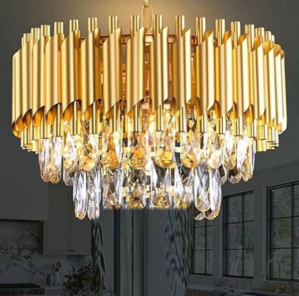 Shri Mahal Antiques 300 MM Gold Crystal Chandelier Light For Living Room Bed Room Hall Chandelier Ceiling Lamp