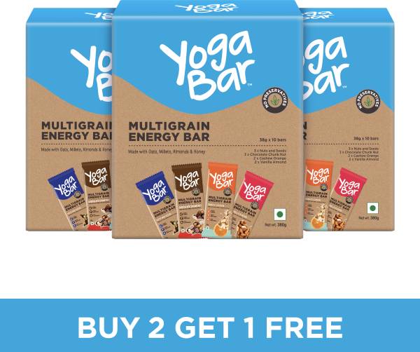 Yogabar Multigrain Energy Bars Variety Flavors Box