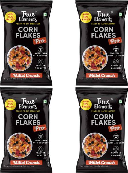 True Elements Corn Flakes Pro Millet Crunch 260gm x 4 Pouch