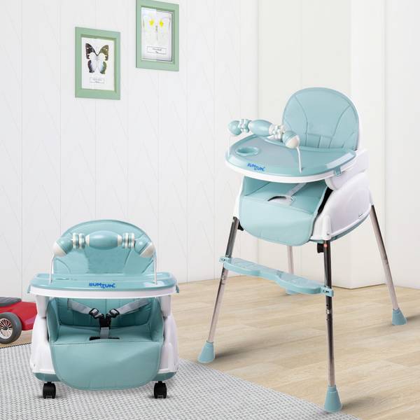 BUMTUM Baby High Chair 4 in 1 Convertible Folding with Footrest and Feeding Seat