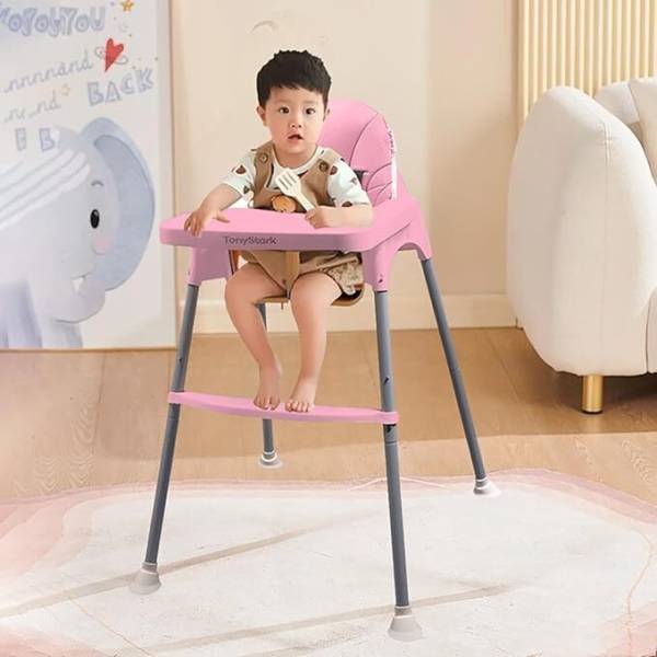 TONY STARK 2-in-1 Baby Feeding High Chair with Removable Food Tray, Seat Cushion & Footrest