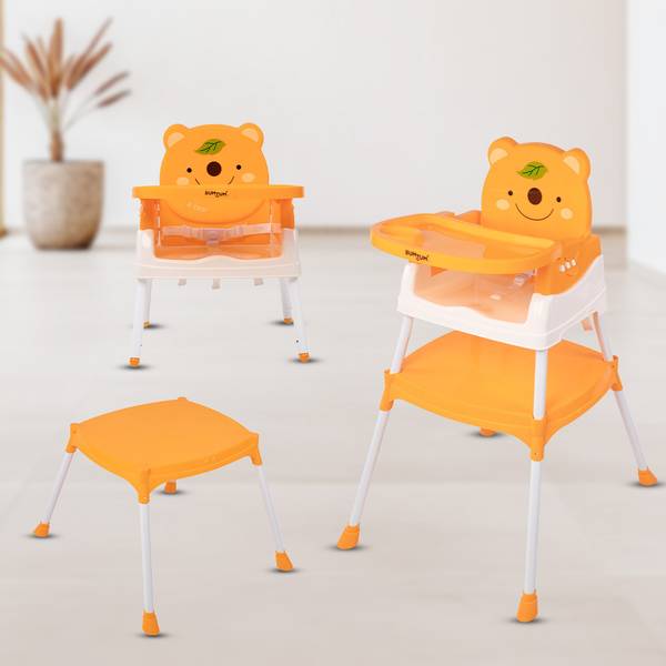 BUMTUM 4 in 1 Convertible Baby High Chair with 3 Point Safety Belts,Booster Chair