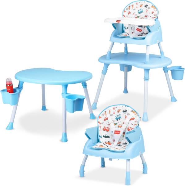 LuvLap 4 in 1 Convertible Baby High Chair with printed cushion, 5 point Safety belts