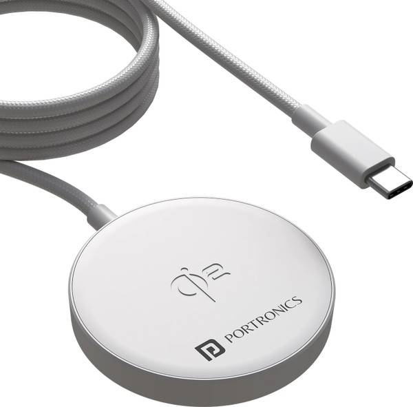 Portronics Quikk 15W Magnetic Wireless Charging Pad,Qi2 Certified, Type C input,For iPhone Charging Pad