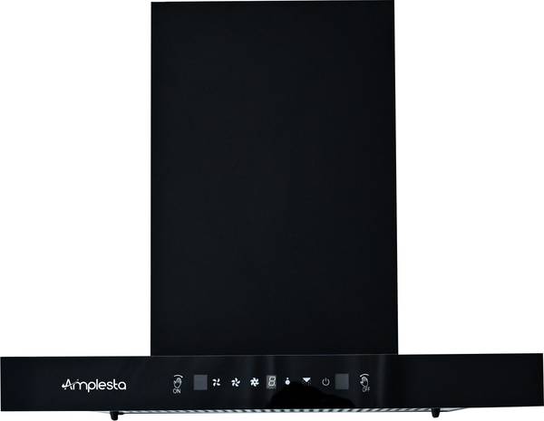 Amplesta Sereno Auto Clean T-Shape 60cm, Touch & Gesture Control, Filterless, Low Noise Auto Clean Wall Mounted Black 1350 CMH Chimney