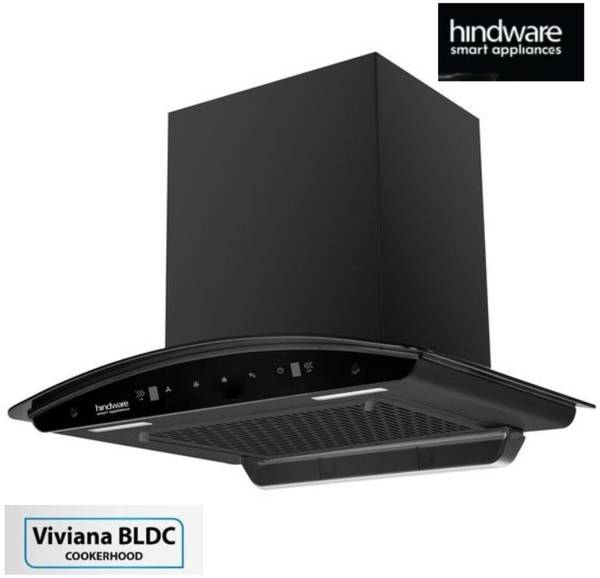 Hindware VIVIANA BLDC 60 CM 1450 m3/Hr Auto Clean Wall Mounted BLACK 1450 CMH Chimney