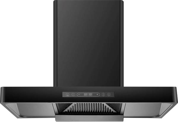Kaff KET 90B-DC BLDC Motor T Shape, Filterless, 9 Speed, Real Time Display Auto Clean Wall Mounted Black 1400 CMH Chimney
