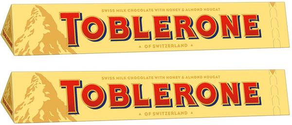 Toblerone SWISS MILK CHOCOLATE (2 x 100 gm) WITH HONEY & ALMOND NOUGAT Bars