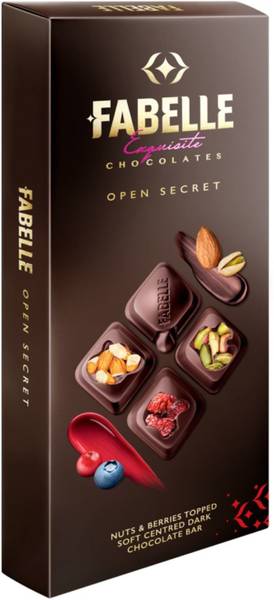 Fabelle Open Secret - Dark Chocolate Bar, Visible Nuts & Berries Bars