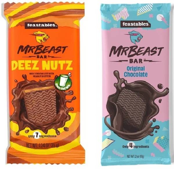 Mr Beast Feastables Exclusive Variety Pack Deez Nuts & Original Milk Chocolate Bar Gift Bars