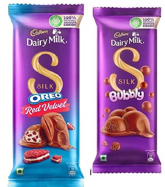 Cadbury Dairy Milk Silk Oreo Red Velvet Chocolate & Dairy Milk Silk Bubbly Chocolate Bars