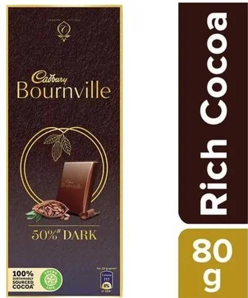 Cadbury Bournville Rich Cocoa 50% Dark Chocolate Bar Bars