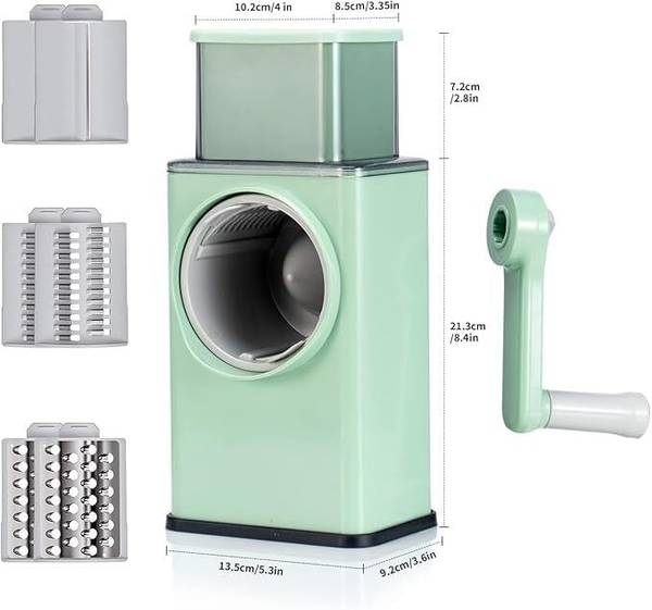 Deedecorwave Manual Vegetable Grater Multifunctional Rotary Drum Grater Vegetable & Fruit Grater & Slicer