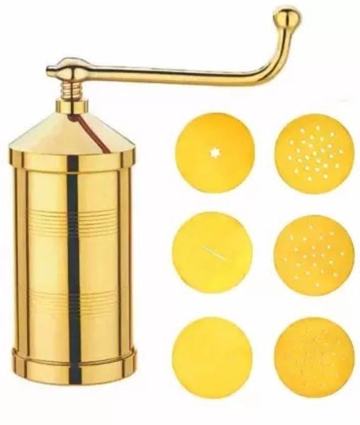 Puno Kitchen Mall by Puno Kitchen Mall Brass Gathiya Sevaiya Bhujia maker with 6 Different jalis Grater Chopper