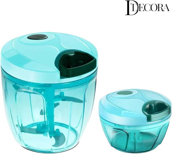 DDecora 450 ML + 1000 ML Chopper combo with Powerful Blade ,New handy Quick (GREEN) Vegetable & Fruit Chopper