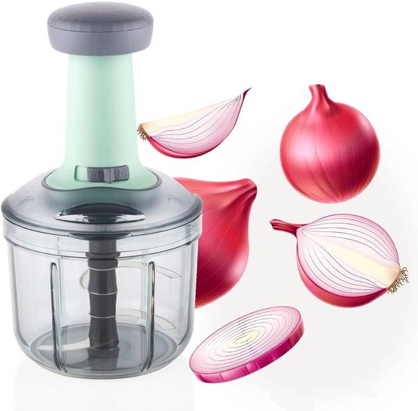 MAGICSPOON Chopper, Onion Cutter, Onion Chopper, Vegetable Chopper (Teal, 900ml. 4 Blades) Vegetable & Fruit Chopper
