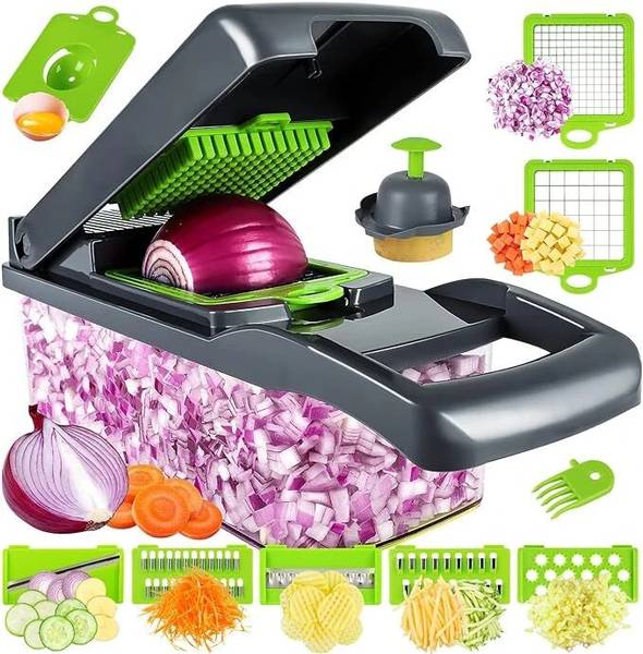 AILEXIM by . 14 in 1 Multifunctional Vegetable Chopper And Slicer Grey Vegetable & Fruit Chopper