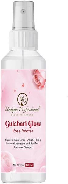 UNIQUE PROFESSIONAL GULABARI GLOW PREMIUM ROSE WATER WITH SPRAY 120 ML PACK OF 1 Face Wash