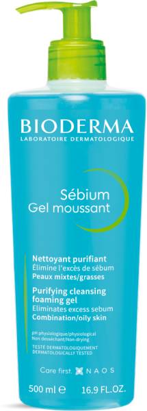 BIODERMA Sebium Gel Moussant Cleansing Foaming Gel Combination To Oily Skin Face Wash