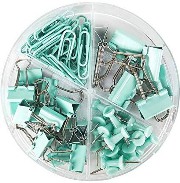 DCELLA Blue Small Plastic Paper Pin, Paper Clip, Binder Clips Set, Pack of 1