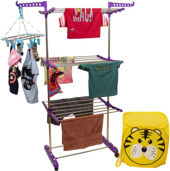 Unizone Steel, Aluminium, Plastic Floor Cloth Dryer Stand 12 Month