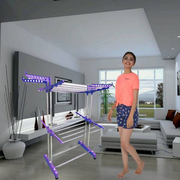 Flipkart SmartBuy Steel, Plastic Floor Cloth Dryer Stand Heavy Stainless Steel Two Tier Double