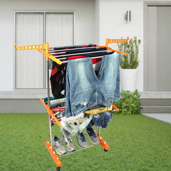 TNC Steel Plastic Floor Cloth Dryer Stand STAINLESS STEEL MOVABLE