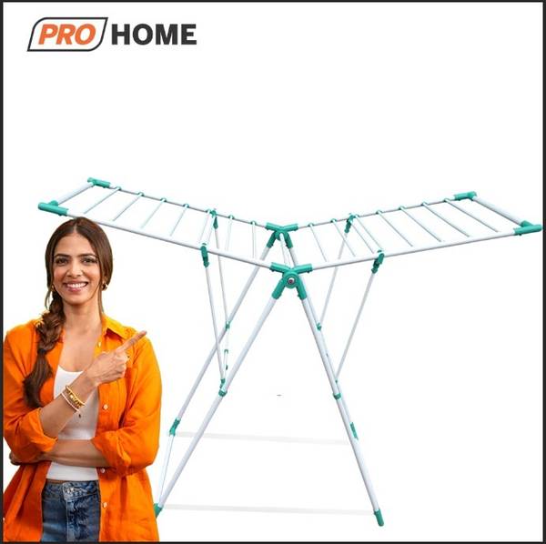ProHome Steel Floor Cloth Dryer Stand Cloth Dryer Stand Premium Eagle Shape for Indoor & Outdoor with Shoe Stand