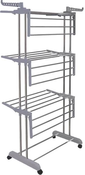 V-MOP Steel Floor Cloth Dryer Stand Premium Stainless Steel Clothes Drying Stand for Balcony & Home -10- (GREY)