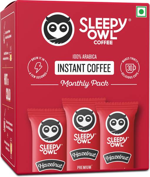 Sleepy Owl 30 Premium Sachets | 100% Arabica | Nutty & Bold | Easy to Carry Instant Coffee