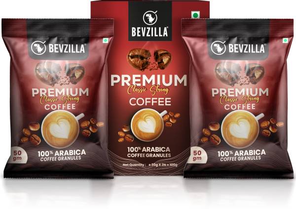 Bevzilla Pack of 2 100% Arabica Instant Premium Classic Strong Coffee Powder (2 x 50 g) Instant Coffee