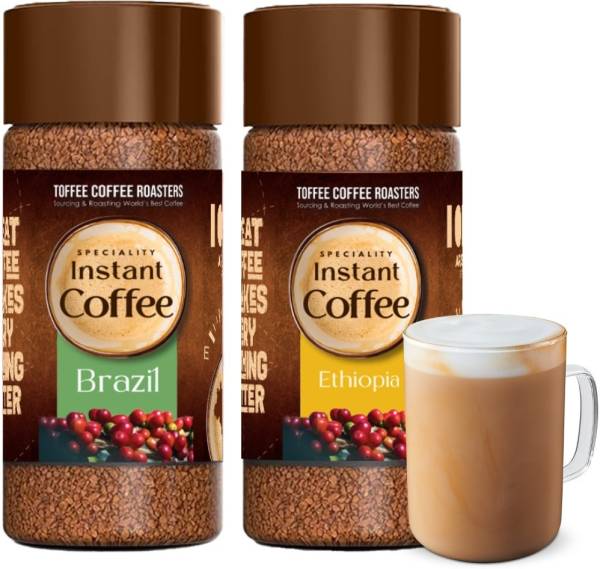 Toffee Coffee Roasters Combo Pack of Ethiopia & Brazil Speciality Instant Coffee 100% Arabica Instant Coffee