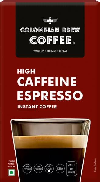 Colombian Brew High Caffeine Espresso Instant Coffee, Strong, 50g Instant Coffee