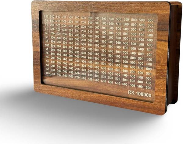 uma Wooden Money Saving Box Cash Saver Money Box with Counting Target Coin Bank Watch Box