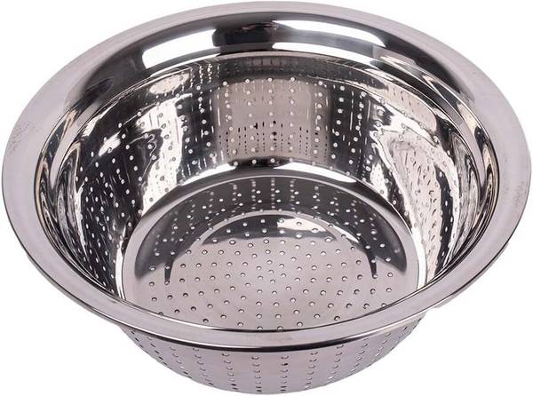 BHAJANSHREE Stainless Steel Kitchen Fruit Vegetable Rice Washing Baskets (Silver Pack of 1) Strainer